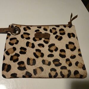 Jane Marie Cow Hide Leopard Print Clutch